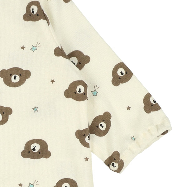 スムースくまフェイス総柄長袖コンビドレス