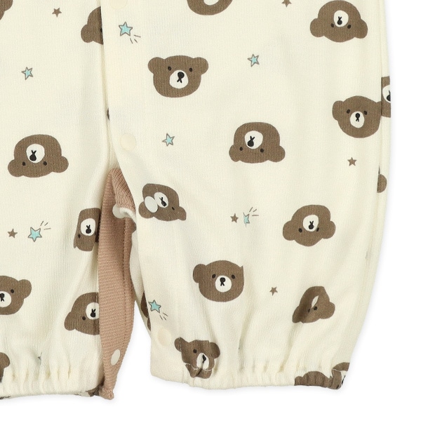 スムースくまフェイス総柄長袖コンビドレス