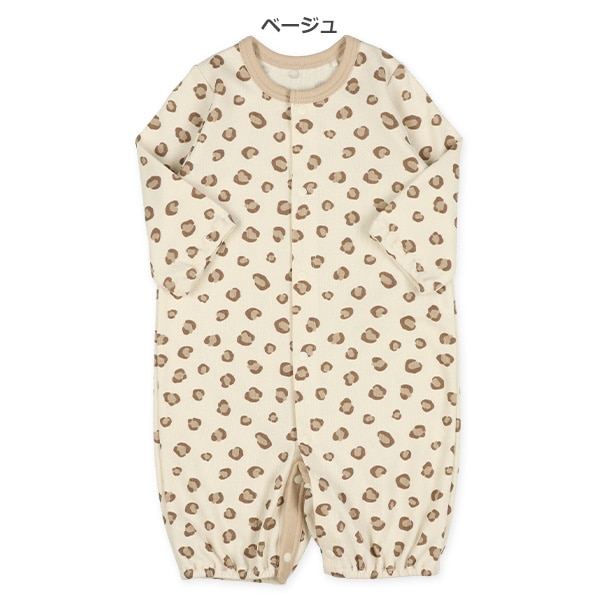 スムースアニマルプリント長袖コンビドレス