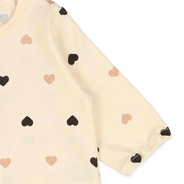 スムースツートンハート長袖コンビドレス