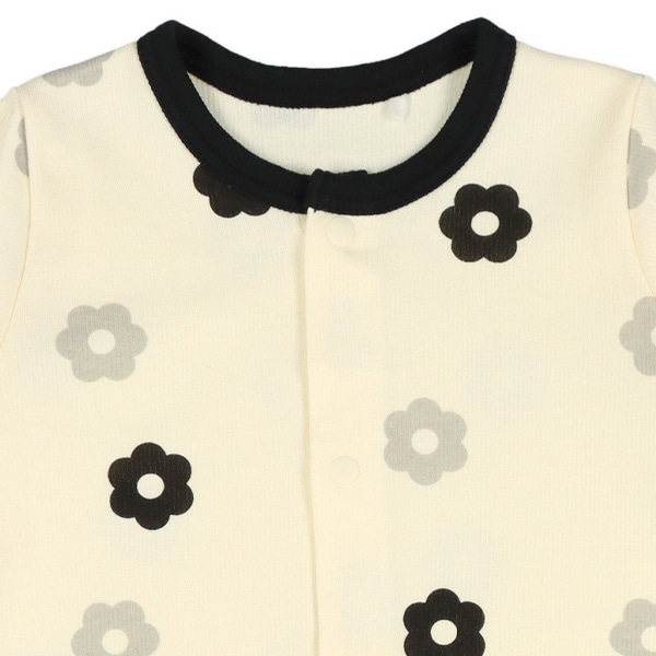 スムースモノトーン花柄長袖コンビドレス