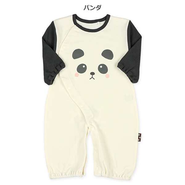 スムースアニマルフェイスプリント長袖コンビドレス