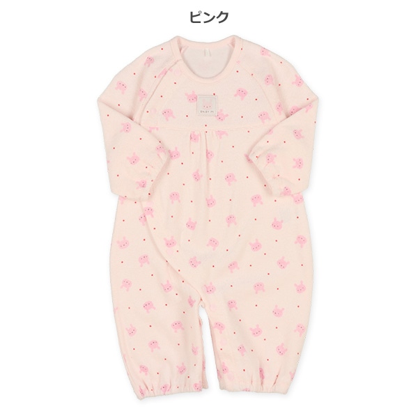 パイル総柄切り替えチケット長袖コンビドレス