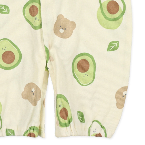 スムース針抜きアボカドベア長袖コンビドレス