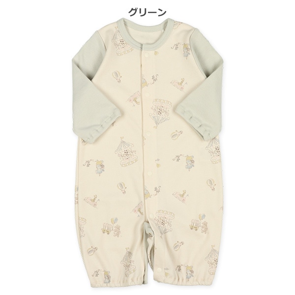 スムースアニマル遊園地長袖コンビドレス