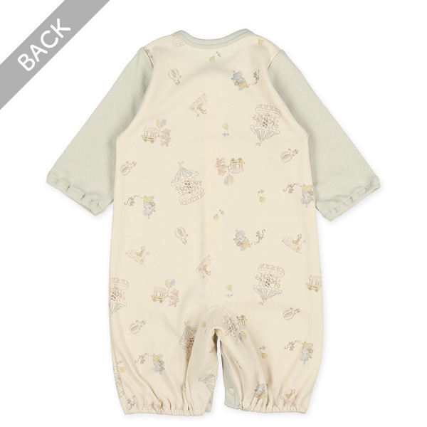 スムースアニマル遊園地長袖コンビドレス