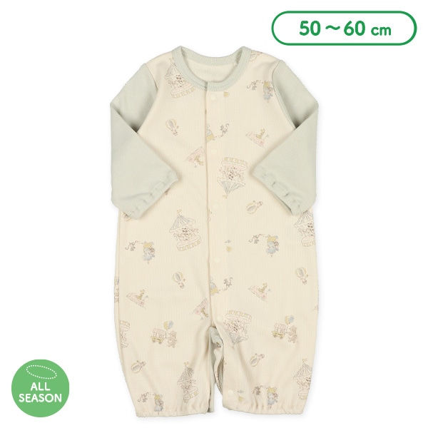 スムースアニマル遊園地長袖コンビドレス