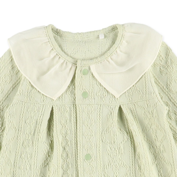 天竺シフォン襟長袖コンビドレス