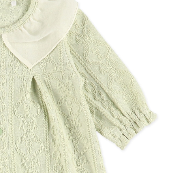 天竺シフォン襟長袖コンビドレス