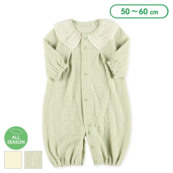 天竺シフォン襟長袖コンビドレス