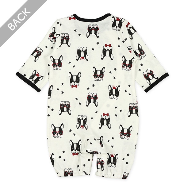 スムースフレンチブルドッグ長袖コンビドレス