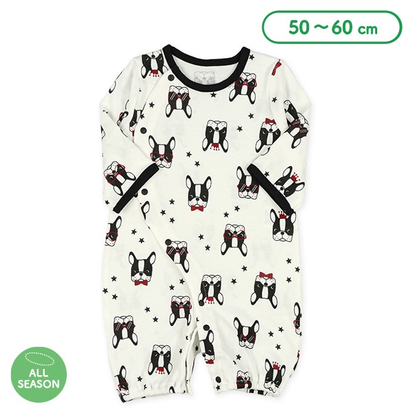 スムースフレンチブルドッグ長袖コンビドレス