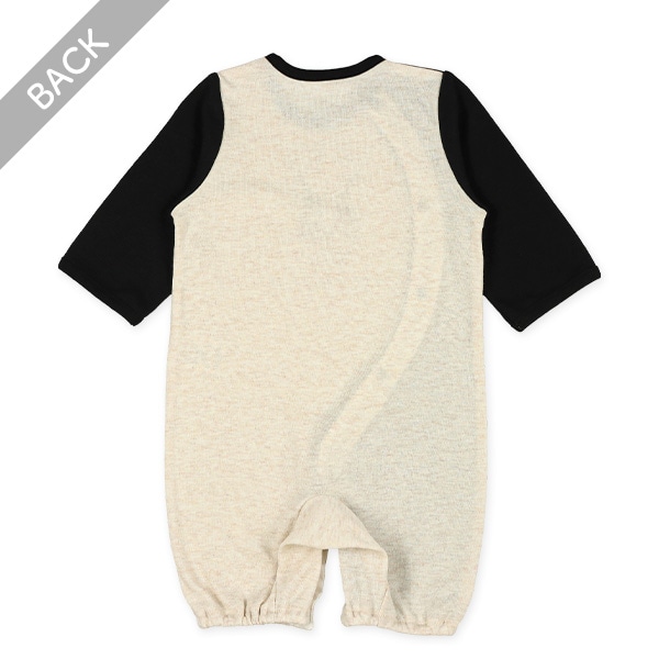 スムースブルドッグプリント長袖コンビドレス