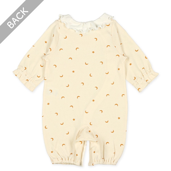 スムース丸襟付き月星柄長袖コンビドレス