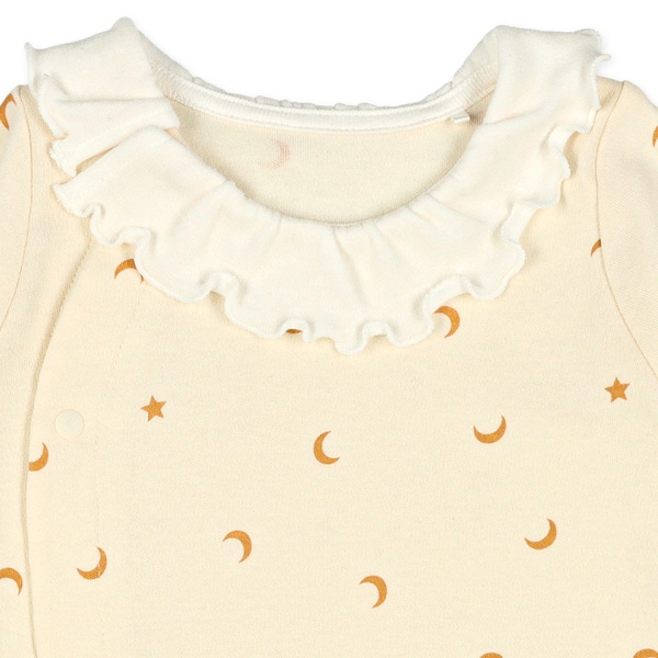 スムース丸襟付き月星柄長袖コンビドレス