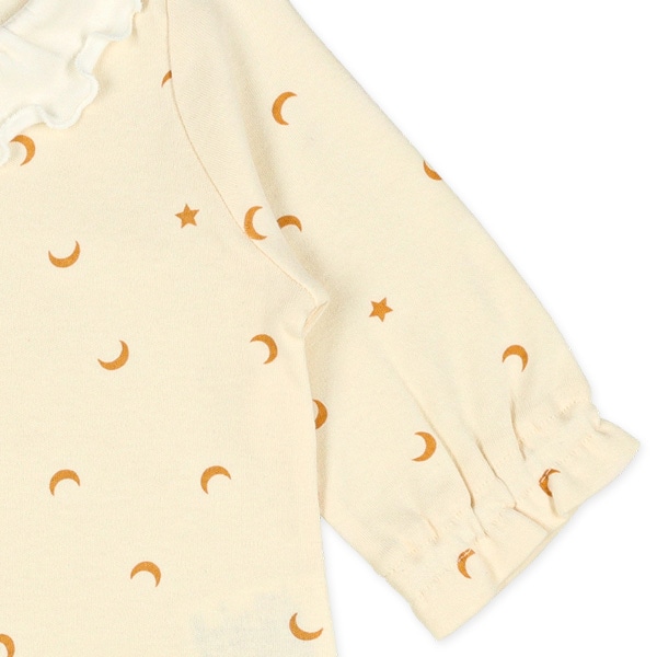 スムース丸襟付き月星柄長袖コンビドレス