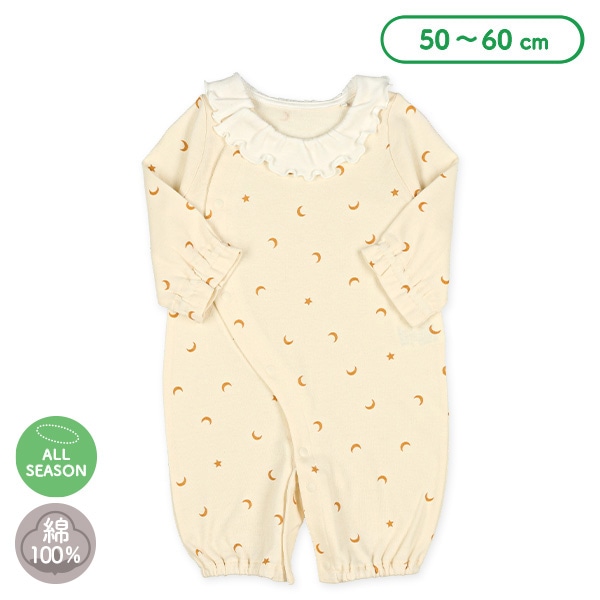 スムース丸襟付き月星柄長袖コンビドレス