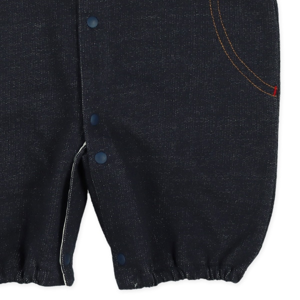 スムース切り替えボーダーサスペンダー長袖コンビドレス