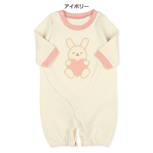 スムースアニマルアップリケ長袖コンビドレス