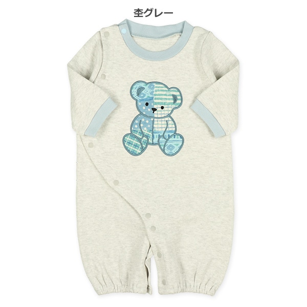 スムースアニマルアップリケ長袖コンビドレス