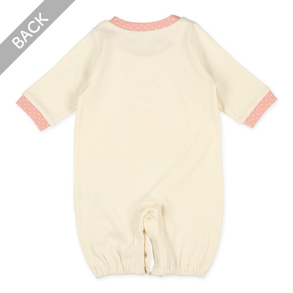 スムースアニマルアップリケ長袖コンビドレス