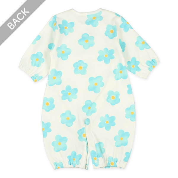 スムース水彩花柄長袖コンビドレス