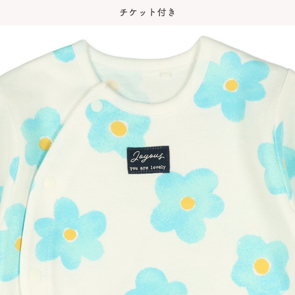 スムース水彩花柄長袖コンビドレス