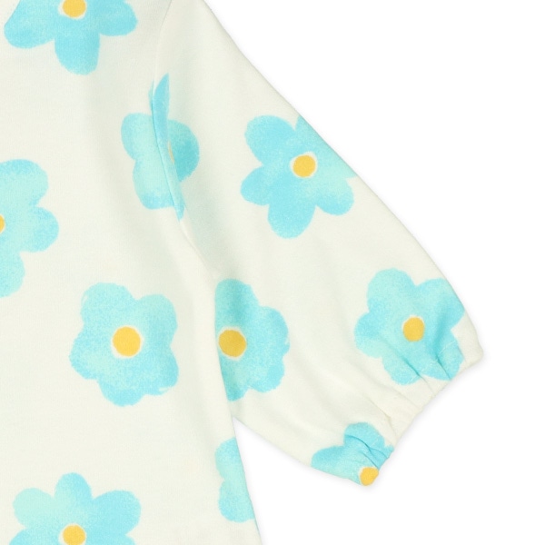 スムース水彩花柄長袖コンビドレス