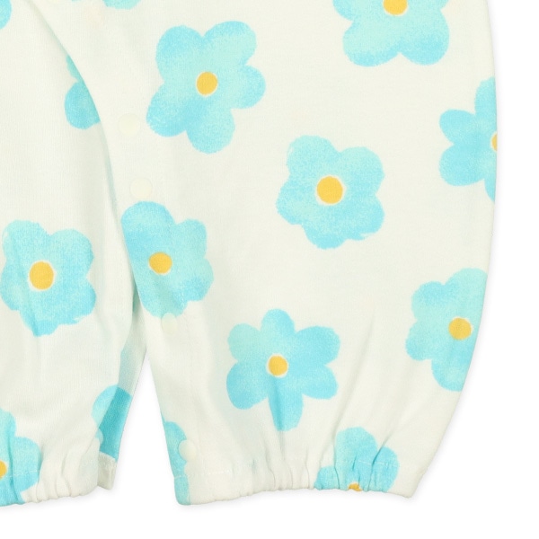 スムース水彩花柄長袖コンビドレス