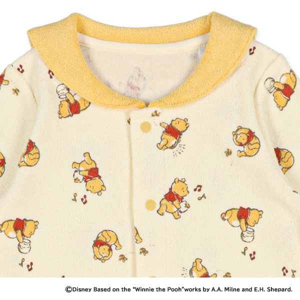 パイル総柄襟耳付き長袖コンビドレス（くまのプーさん）