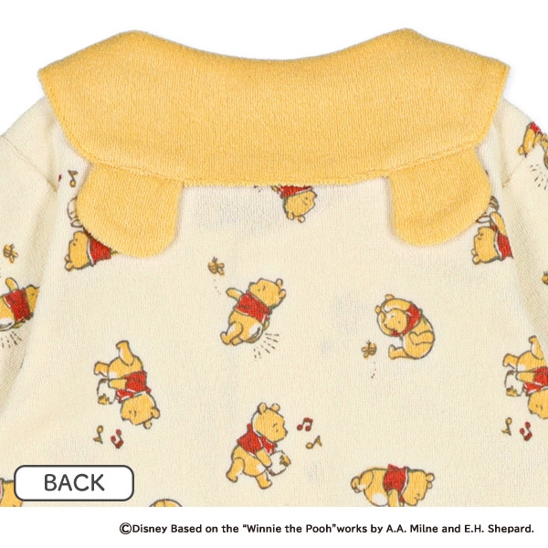 パイル総柄襟耳付き長袖コンビドレス（くまのプーさん）