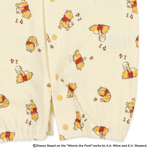 パイル総柄襟耳付き長袖コンビドレス（くまのプーさん）