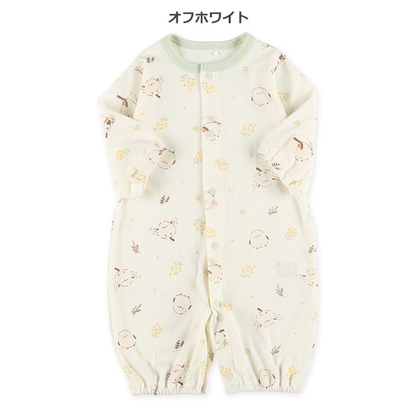 スムースシマエナガミモザ長袖コンビドレス