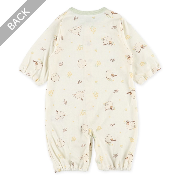 スムースシマエナガミモザ長袖コンビドレス