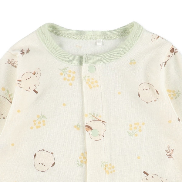 スムースシマエナガミモザ長袖コンビドレス