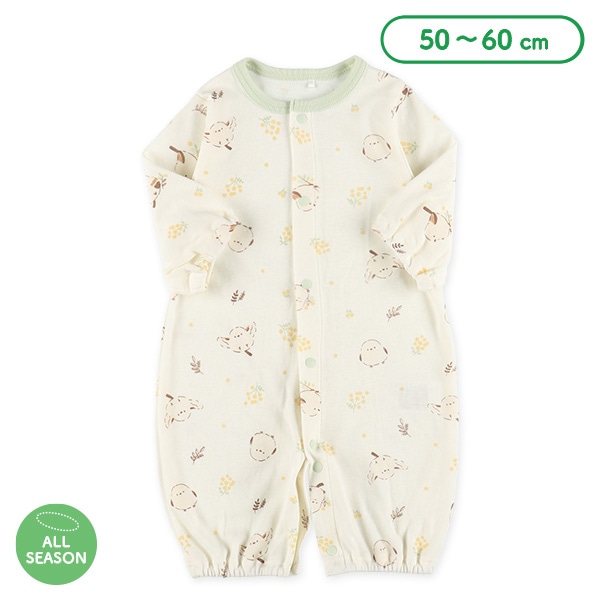 スムースシマエナガミモザ長袖コンビドレス