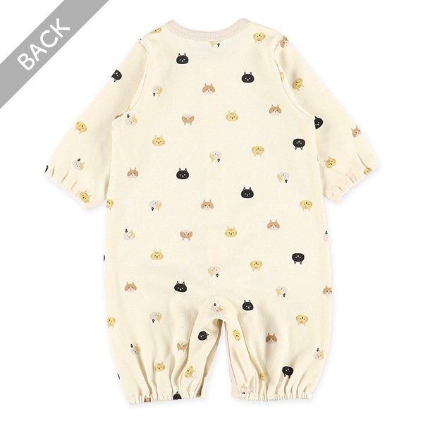 スムースねこ総柄長袖コンビドレス