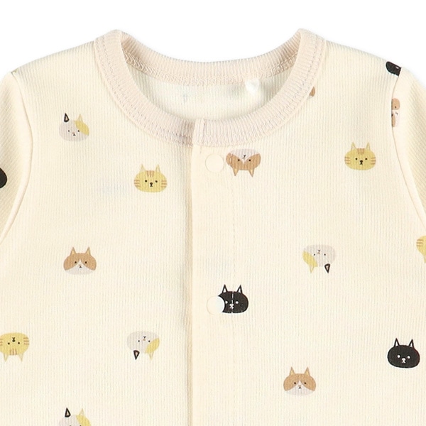 スムースねこ総柄長袖コンビドレス