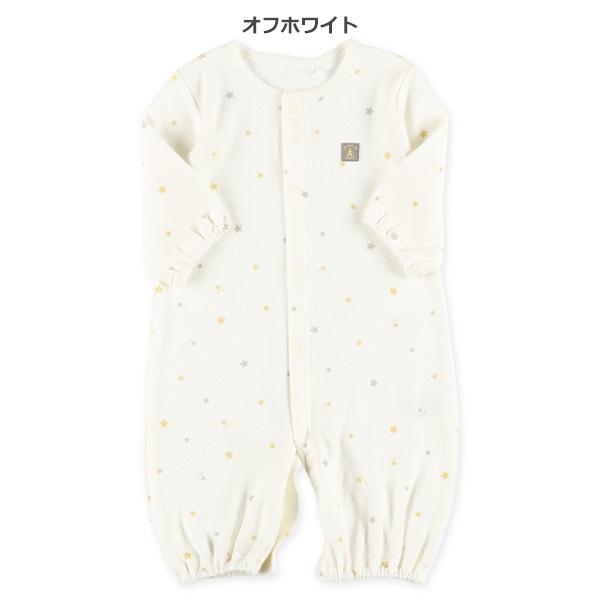 スムース星柄チケット長袖コンビドレス