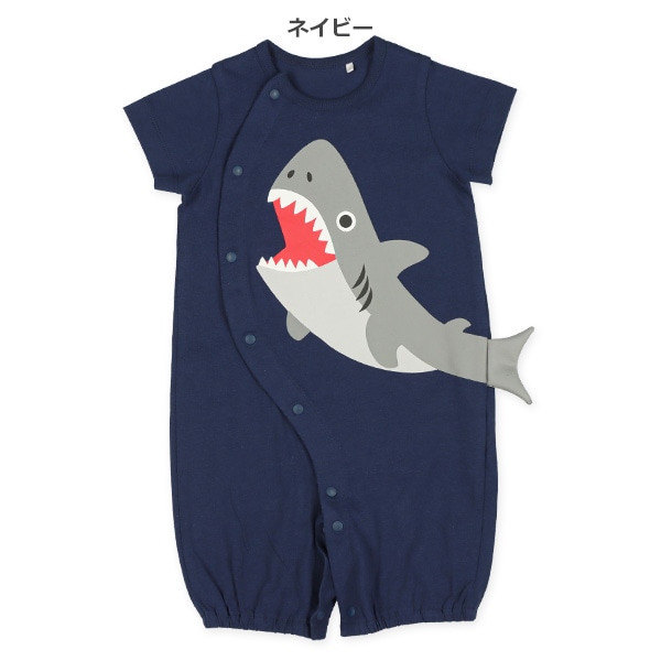 天竺サメしっぽはみ出し半袖コンビドレス