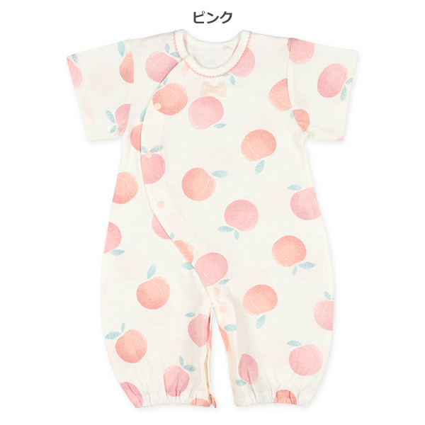 天竺ピーチリボン半袖コンビドレス