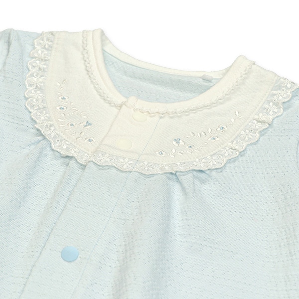 天竺パターンメッシュ丸ヨーク長袖コンビドレス