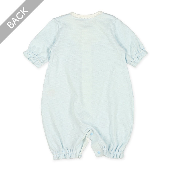 天竺パターンメッシュ丸ヨーク長袖コンビドレス