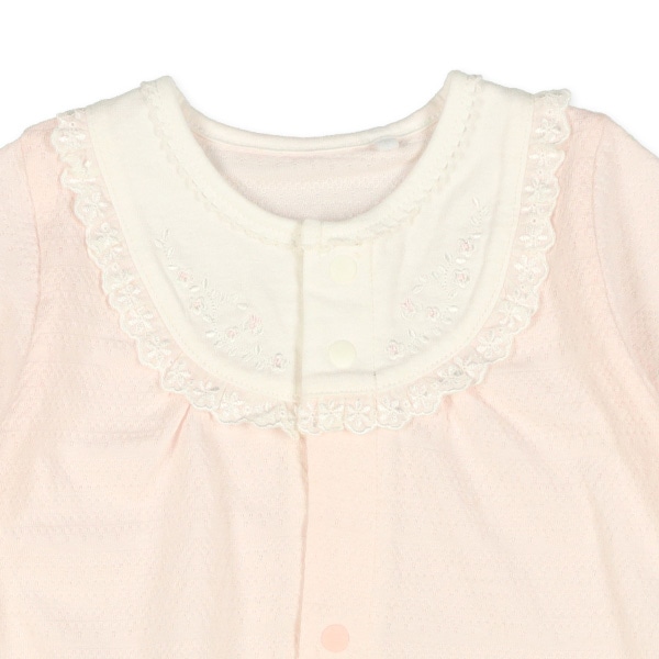 天竺パターンメッシュ丸ヨーク長袖コンビドレス