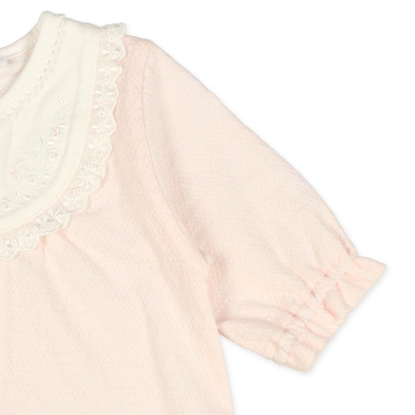 天竺パターンメッシュ丸ヨーク長袖コンビドレス