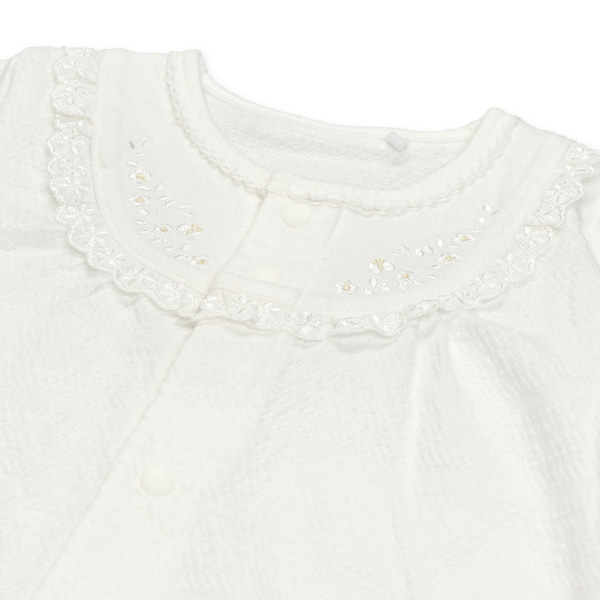 天竺パターンメッシュ丸ヨーク長袖コンビドレス