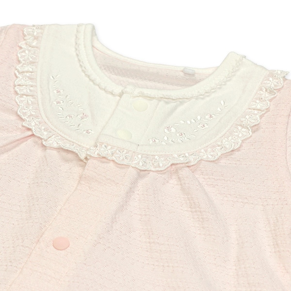 天竺パターンメッシュ丸ヨーク長袖コンビドレス