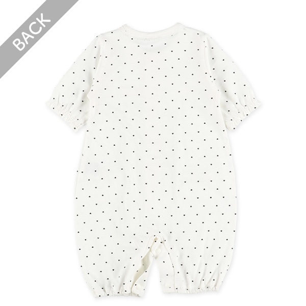 天竺切り替えドットハート長袖コンビドレス