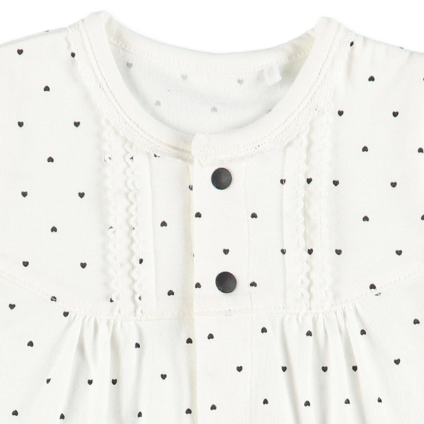 天竺切り替えドットハート長袖コンビドレス