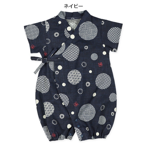 日本製生地 和柄水玉甚平コンビドレス